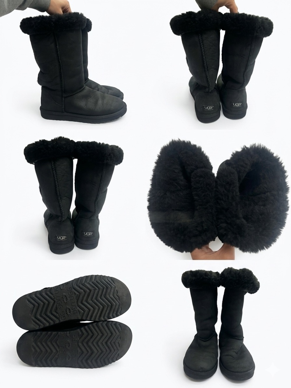 UGG Black Shearling Cuffed Classic Tall Winter Boots